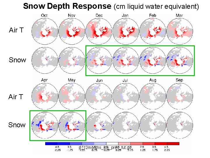 Snow Depth Response (cm liquid water equivalent) Air T Snow p_12 months_ice_pres_fut. gif 