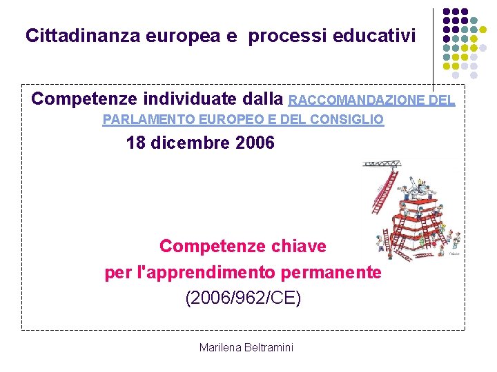Cittadinanza europea e processi educativi Competenze individuate dalla RACCOMANDAZIONE DEL PARLAMENTO EUROPEO E DEL Cittadinanza europea e processi educativi Competenze individuate dalla RACCOMANDAZIONE DEL PARLAMENTO EUROPEO E DEL
