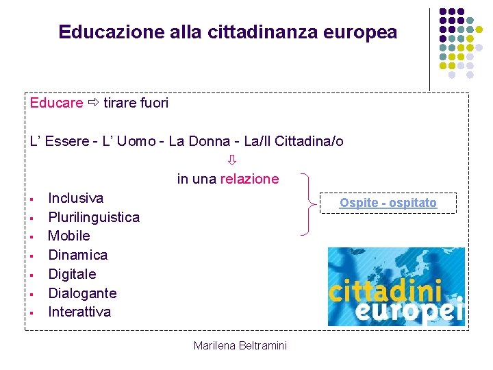 Educazione alla cittadinanza europea Educare tirare fuori L’ Essere - L’ Uomo - La Educazione alla cittadinanza europea Educare tirare fuori L’ Essere - L’ Uomo - La