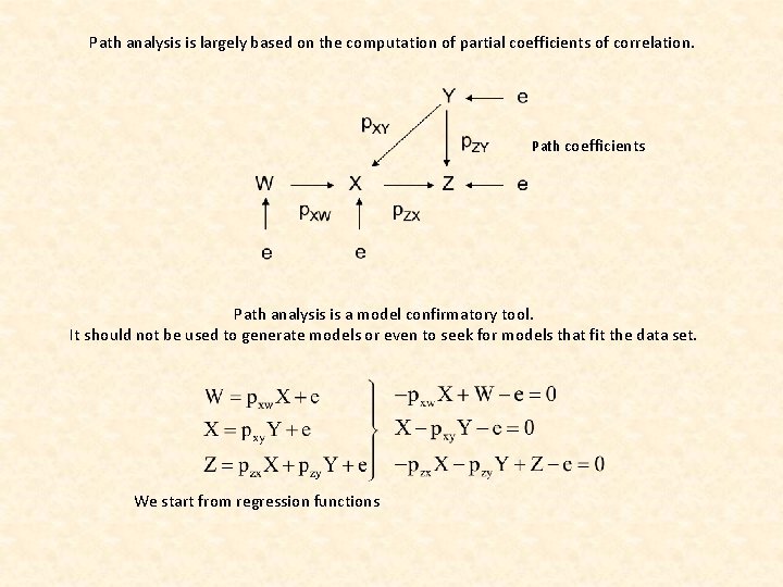 Path analysis is largely based on the computation of partial coefficients of correlation. Path