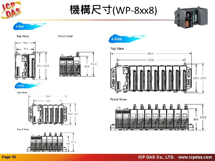 機構尺寸(WP-8 xx 8) Page 10 ICP DAS Co. , LTD. www. icpdas. com 