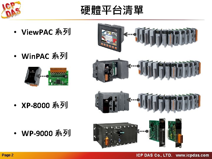 硬體平台清單 • View. PAC 系列 • Win. PAC 系列 • XP-8000 系列 • WP-9000