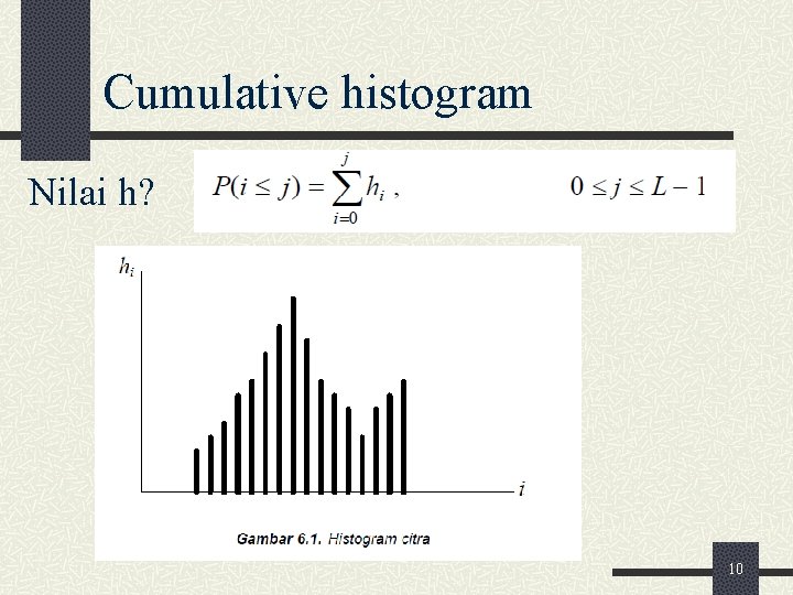 Cumulative histogram Nilai h? 10 