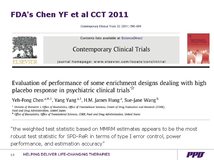 FDA's Chen YF et al CCT 2011 “the weighted test statistic based on MMRM