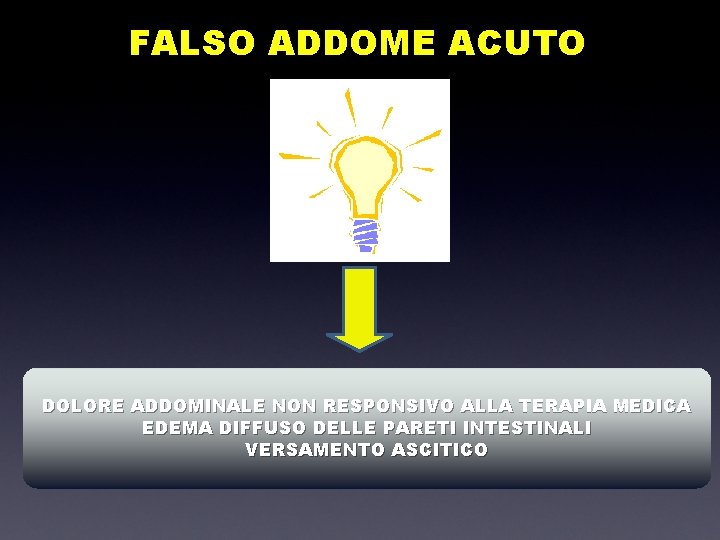 FALSO ADDOME ACUTO DOLORE ADDOMINALE NON RESPONSIVO ALLA TERAPIA MEDICA EDEMA DIFFUSO DELLE PARETI