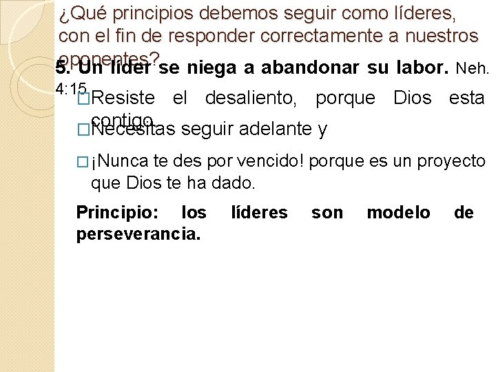 ¿Qué principios debemos seguir como líderes, con el fin de responder correctamente a nuestros