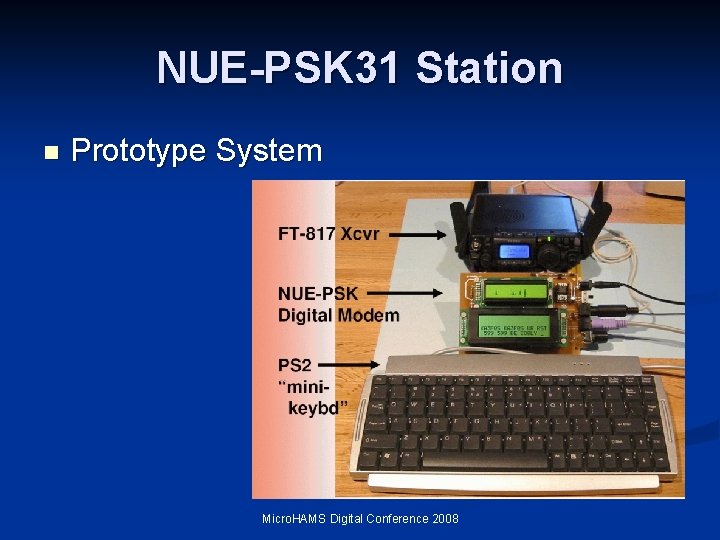 NUE-PSK 31 Station n Prototype System Micro. HAMS Digital Conference 2008 NUE-PSK 31 Station n Prototype System Micro. HAMS Digital Conference 2008