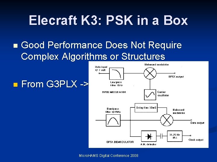 Elecraft K 3: PSK in a Box n Good Performance Does Not Require Complex Elecraft K 3: PSK in a Box n Good Performance Does Not Require Complex