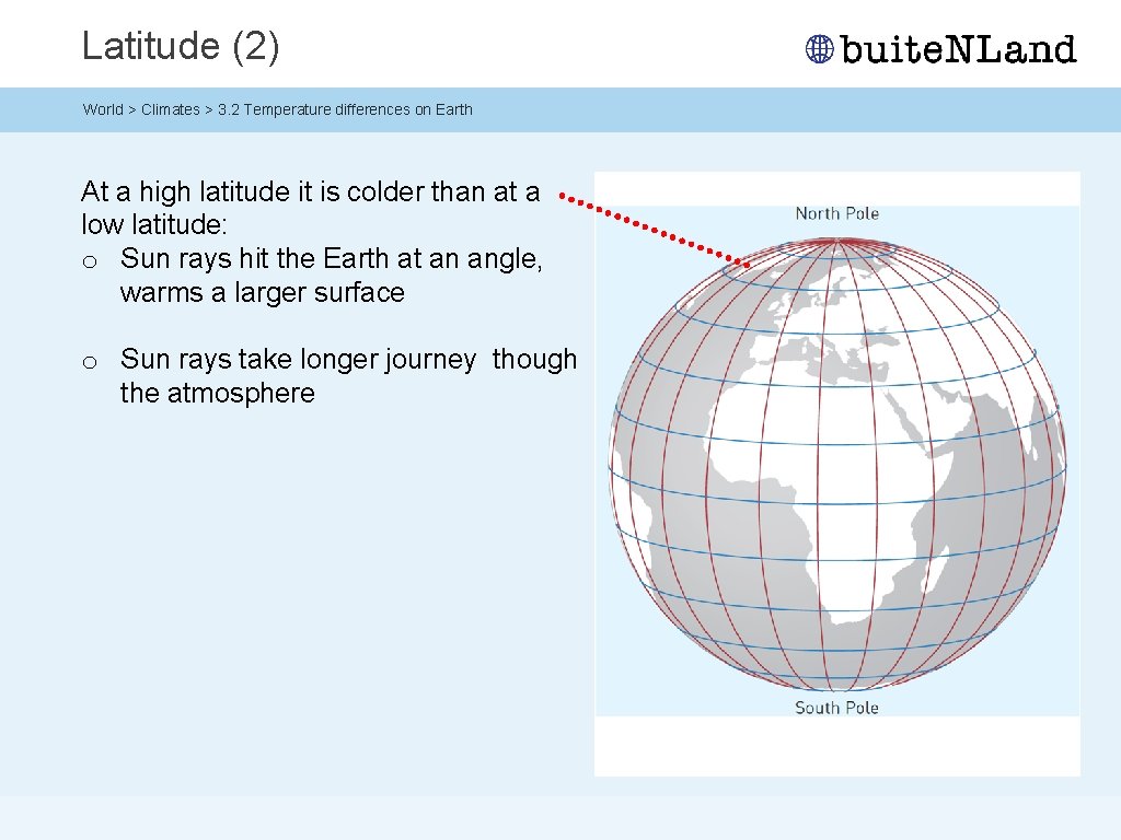 Latitude (2) World > Climates > 3. 2 Temperature differences on Earth At a Latitude (2) World > Climates > 3. 2 Temperature differences on Earth At a