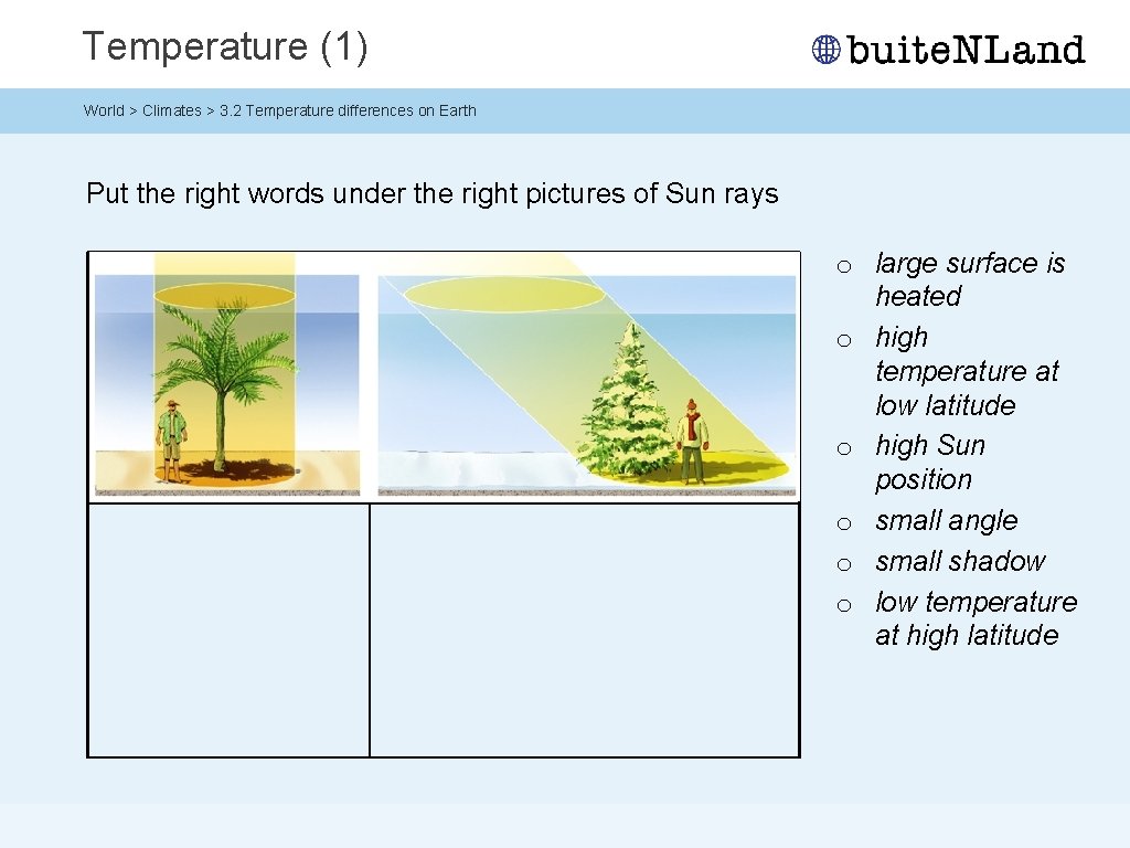 Temperature (1) World > Climates > 3. 2 Temperature differences on Earth Put the Temperature (1) World > Climates > 3. 2 Temperature differences on Earth Put the