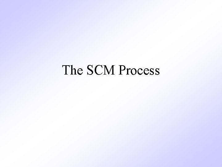 The SCM Process 