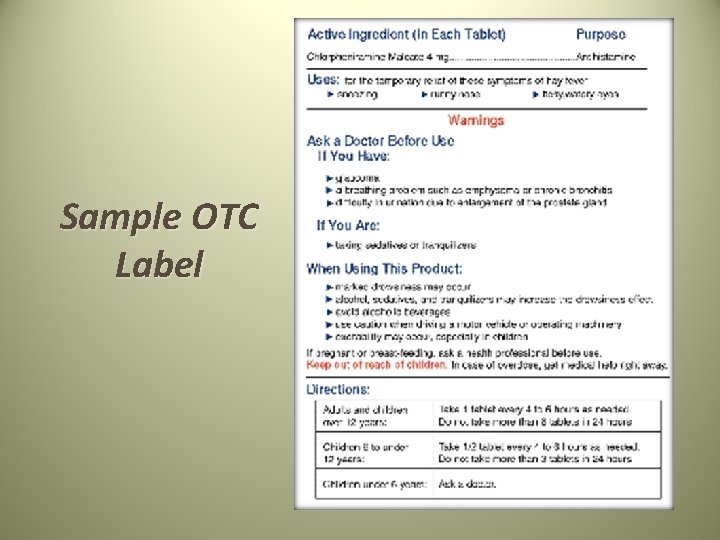 Sample OTC Label Sample OTC Label