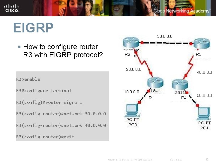 EIGRP § How to configure router R 3 with EIGRP protocol? 30. 0 R