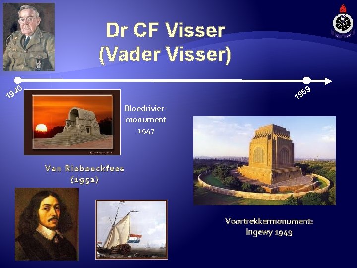 Dr CF Visser (Vader Visser) 0 9 4 19 5 19 Bloedriviermonument 1947 Van