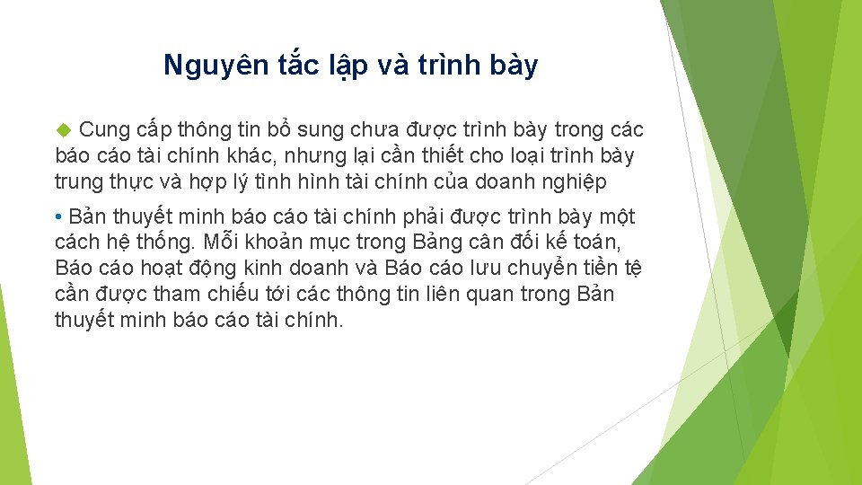 Nguyên tắc lập và trình bày Cung cấp thông tin bổ sung chưa được