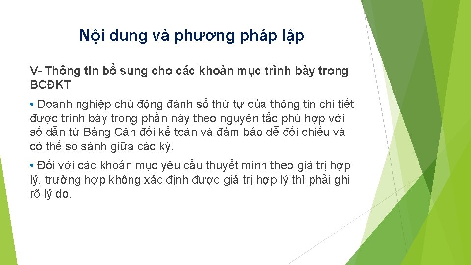 Nội dung và phương pháp lập V- Thông tin bổ sung cho các khoản