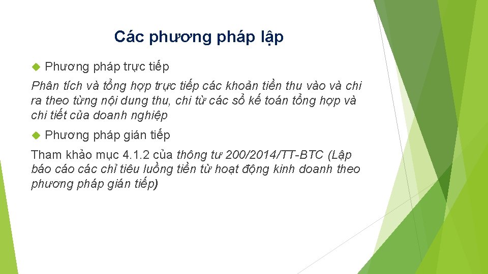 Các phương pháp lập Phương pháp trực tiếp Phân tích và tổng hợp trực