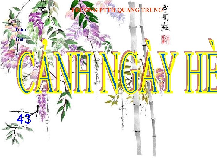 TRƯỜNG PTTH QUANG TRUNG Tuần: Tiết: 43 TRƯỜNG PTTH QUANG TRUNG Tuần: Tiết: 43
