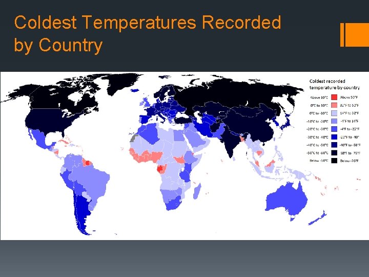 Coldest Temperatures Recorded by Country 