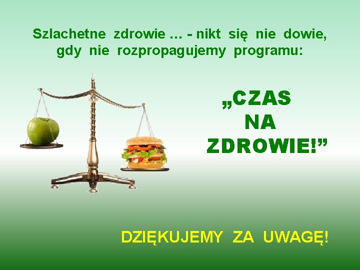 Szlachetne zdrowie … - nikt się nie dowie, gdy nie rozpropagujemy programu: „CZAS NA