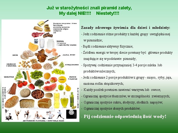 Już w starożytności znali piramid zalety, My dalej NIE!!!! Niestety!!!! Zasady zdrowego żywienia dla
