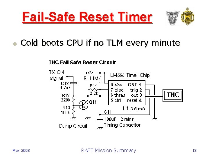 Fail-Safe Reset Timer u Cold boots CPU if no TLM every minute May 2008