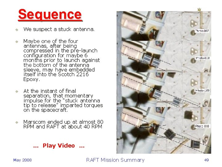 Sequence u u We suspect a stuck antenna. Maybe one of the four antennas,