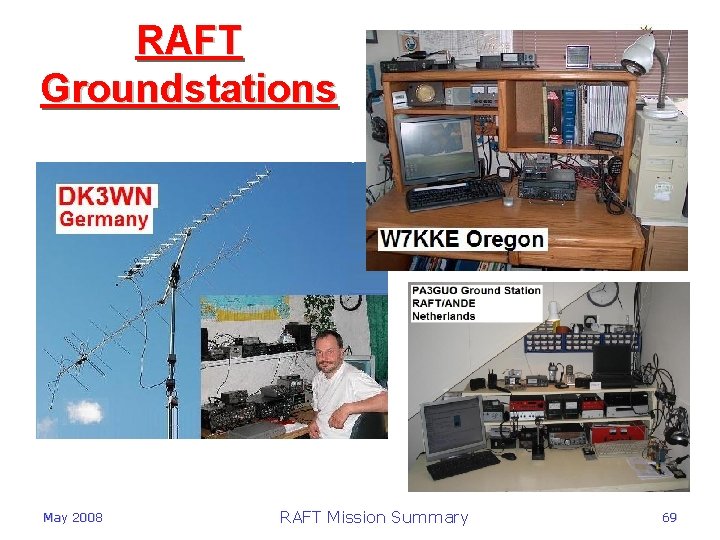 RAFT Groundstations May 2008 RAFT Mission Summary 69 