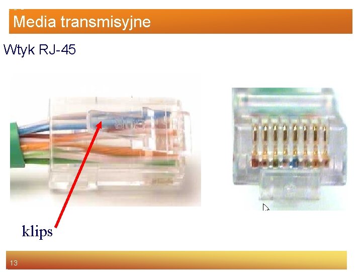 Media transmisyjne Wtyk RJ-45 klips 13 