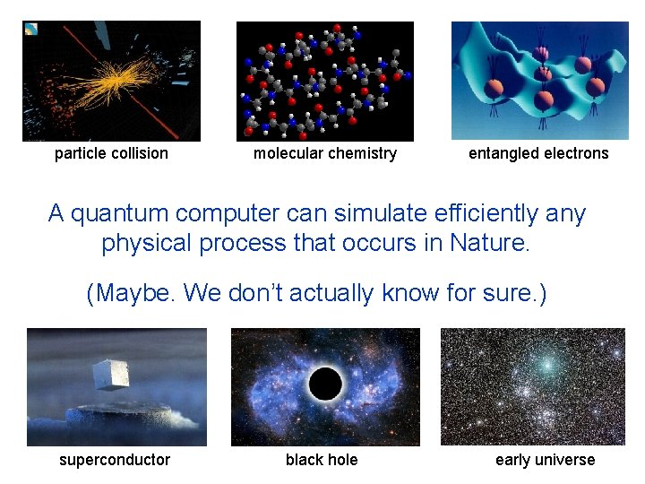 particle collision molecular chemistry entangled electrons A quantum computer can simulate efficiently any physical