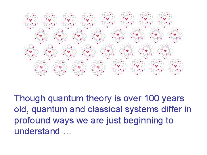 Though quantum theory is over 100 years old, quantum and classical systems differ in