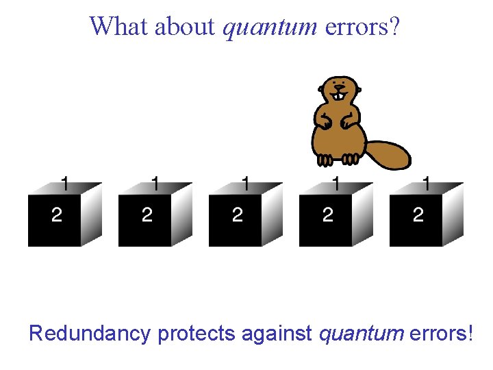 What about quantum errors? Redundancy protects against quantum errors! 