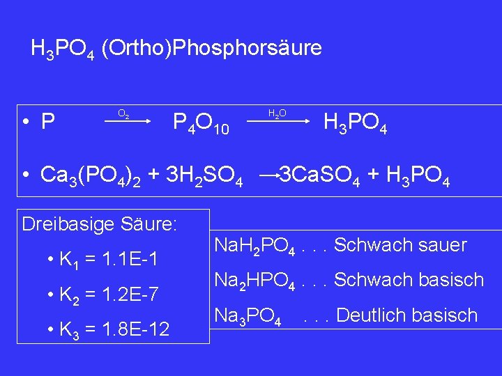 H 3 PO 4 (Ortho)Phosphorsäure • P O 2 P 4 O 10 •