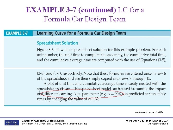 EXAMPLE 3 -7 (continued) LC for a Formula Car Design Team continued on next