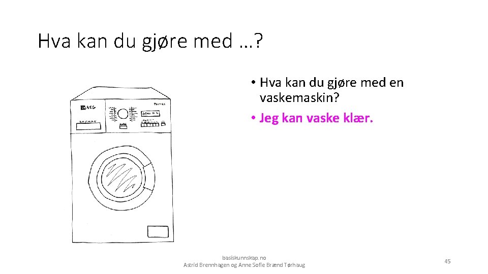 Hva kan du gjøre med …? • Hva kan du gjøre med en vaskemaskin?