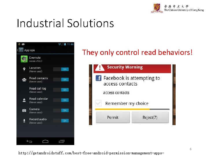 Industrial Solutions They only control read behaviors! 6 http: //getandroidstuff. com/best-free-android-permission-management-apps- 