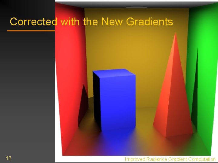 Corrected with the New Gradients 17 Improved Radiance Gradient Computation Corrected with the New Gradients 17 Improved Radiance Gradient Computation