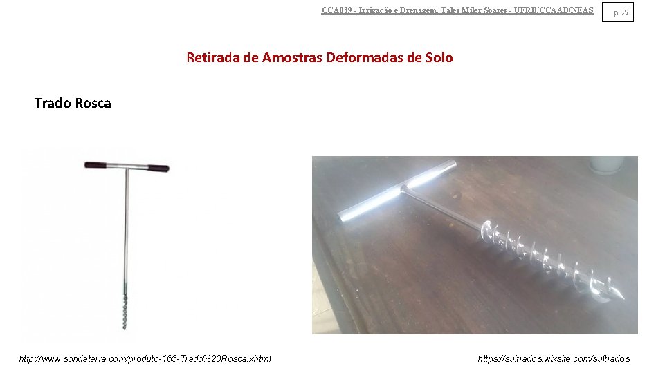 CCA 039 - Irrigação e Drenagem. Tales Miler Soares - UFRB/CCAAB/NEAS p. 55 Retirada