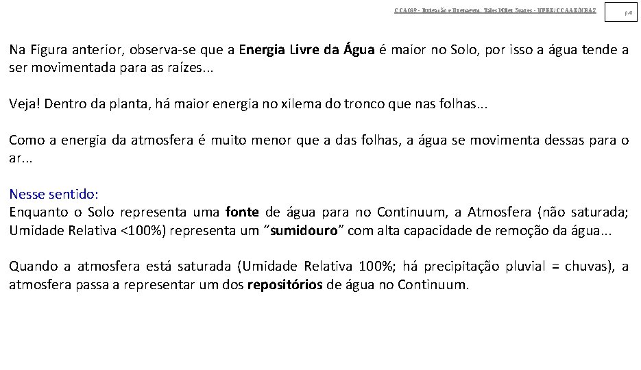 CCA 039 - Irrigação e Drenagem. Tales Miler Soares - UFRB/CCAAB/NEAS p. 6 Na