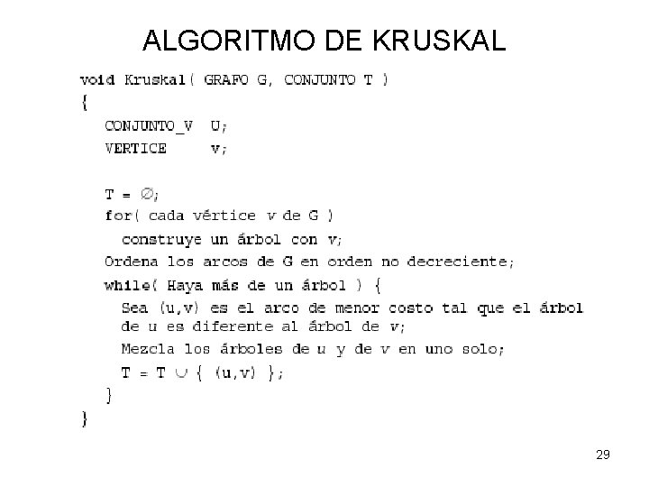 ALGORITMO DE KRUSKAL 29 