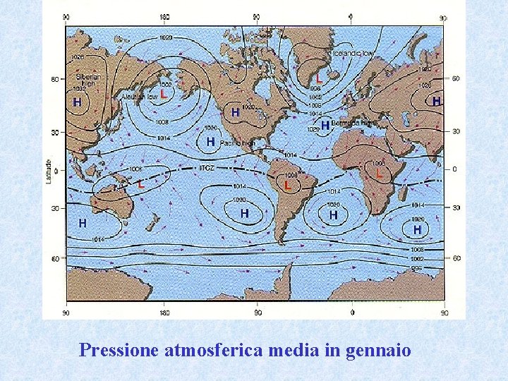Pressione atmosferica media in gennaio 