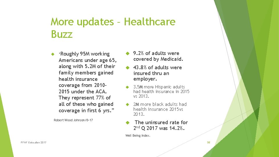 More updates – Healthcare Buzz ‘Roughly 95 M working Americans under age 65, along