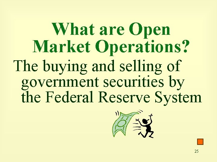 What are Open Market Operations? The buying and selling of government securities by the