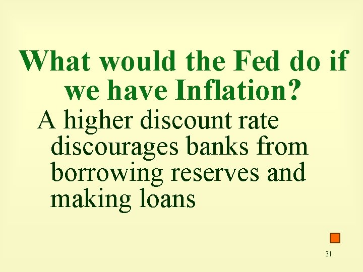 What would the Fed do if we have Inflation? A higher discount rate discourages