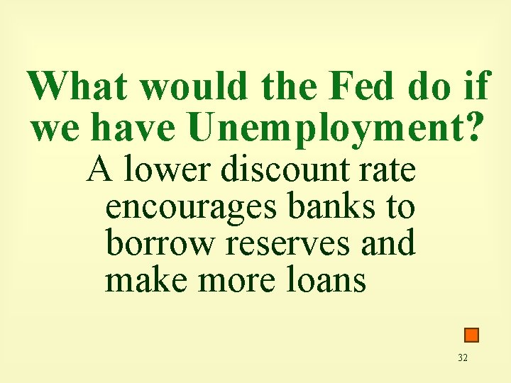 What would the Fed do if we have Unemployment? A lower discount rate encourages