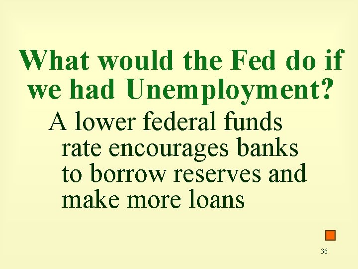 What would the Fed do if we had Unemployment? A lower federal funds rate