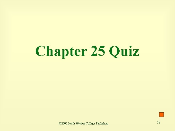 Chapter 25 Quiz © 2000 South-Western College Publishing 58 