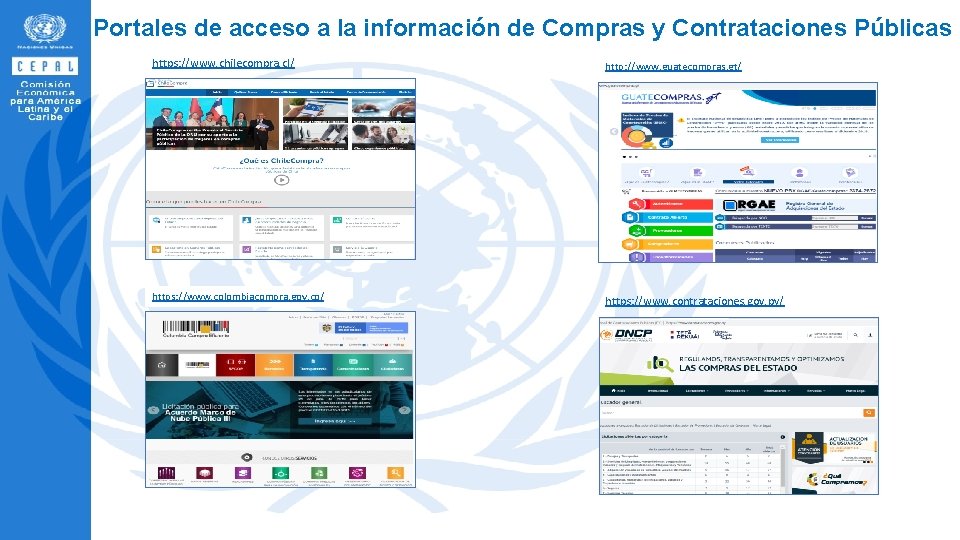Portales de acceso a la información de Compras y Contrataciones Públicas https: //www. chilecompra.