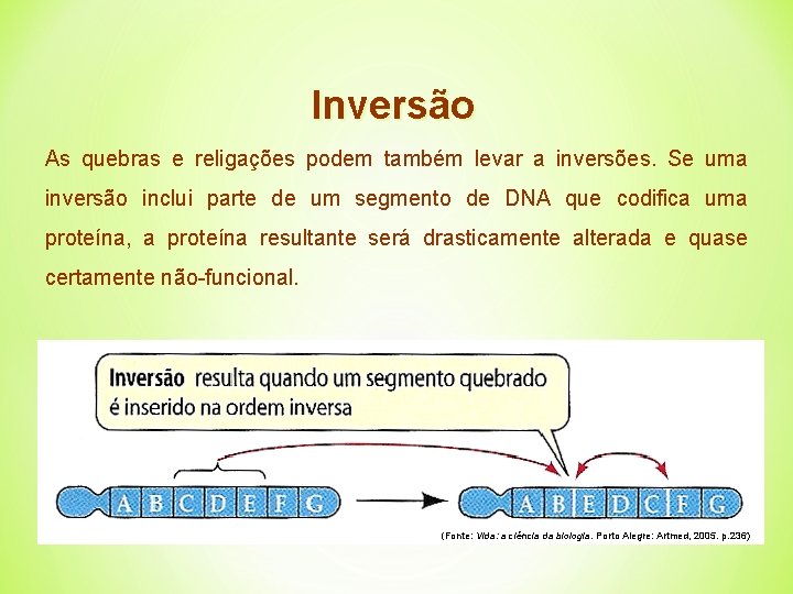 Inversão As quebras e religações podem também levar a inversões. Se uma inversão inclui