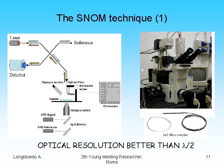 The SNOM technique (1) OPTICAL RESOLUTION BETTER THAN l/2 Longobardo A. 2 th Young